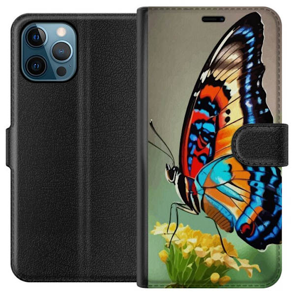 Apple iPhone 12 Pro Max Lompakkokotelo Perhonen Luonto Kesä Motiivi Siivet Värikäs Suunnittelu Suosittu Koriste Graafinen Eksoottinen Teema