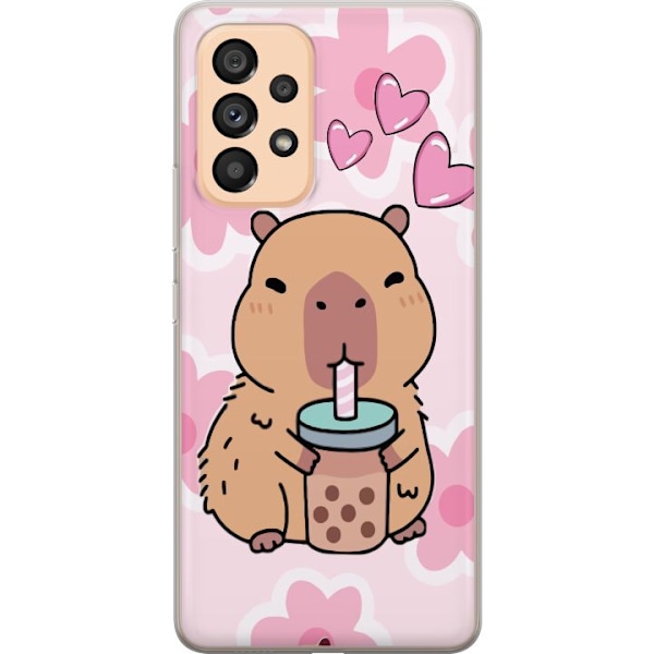 Samsung Galaxy A53 5G Genomskinligt Skal Kawaii Capybara Hjär