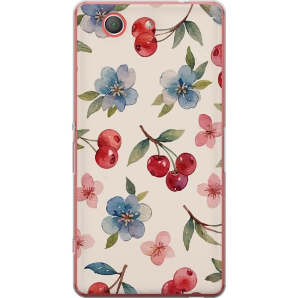 Sony Xperia Z3 Compact Gjennomsiktig deksel Bær & Blomster - mønster med blå blomster og skogsbær
