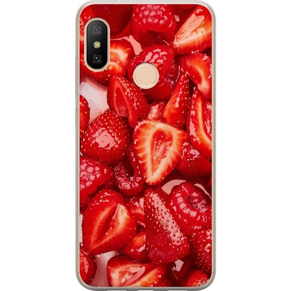 Xiaomi Redmi 6 Pro Läpinäkyvä kuori Mansikkakuviointi - mak