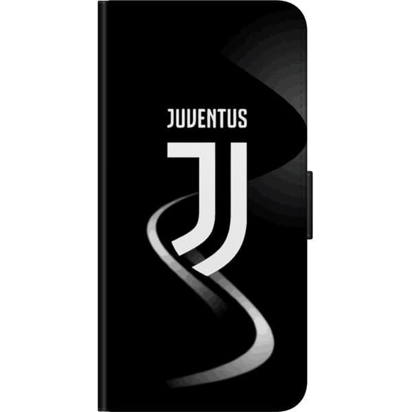 Kompatibel Tegnebogsetui til OnePlus 8 Hvidt monogram med fejende linje - grafisk monogram på sort baggrund sort