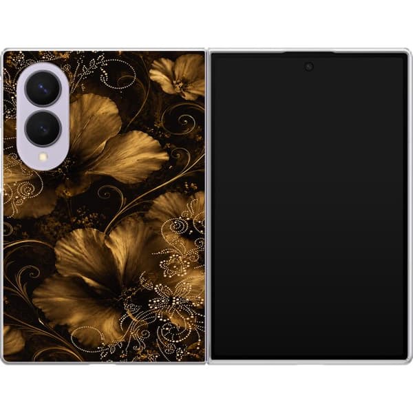 Kompatibelt Mobildeksel til Samsung Galaxy Z Fold8 Gullfargede blomster gull