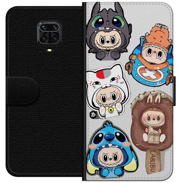 Xiaomi Redmi Note 9S Tegnebogsetui Labubu figur samling - Pop Mart Labubu The Monsters i farverigt design