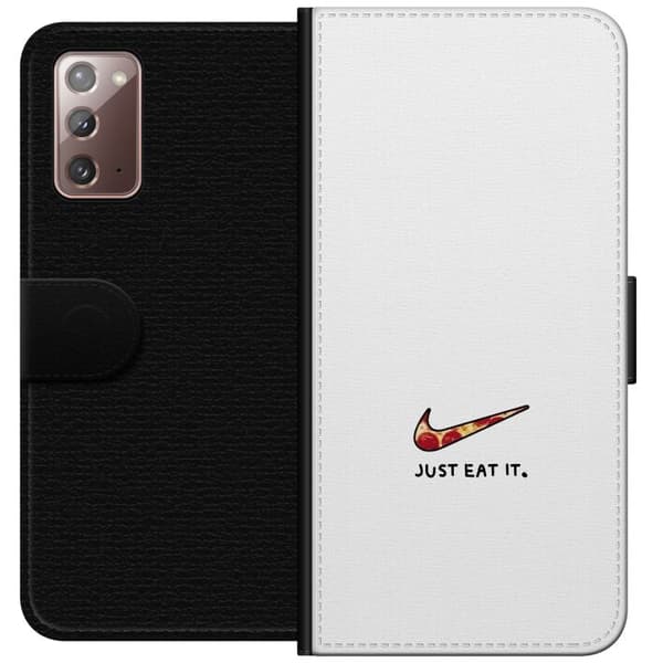 Kompatibelt Lommeboketui til Samsung Galaxy Note20 Pizza med Just Eat It hvit