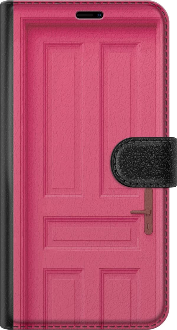 Kompatibelt Plånboksfodral till Apple iPhone 12 Pro Rosa dörr med dekorativa rektangulära paneler, grafiskt arkitekturmotiv rosa