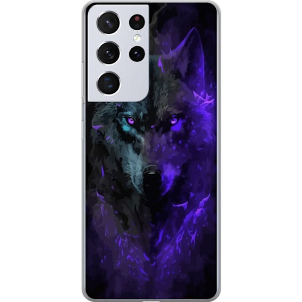 Samsung Galaxy S21 Ultra 5G Läpinäkyvä kuori Susihukka Violetti