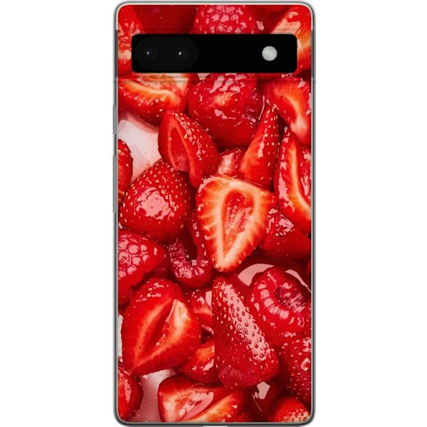 Google Pixel 6a Läpinäkyvä kuori Mansikkakuviointi - makea motiivi kesäfiiliksellä