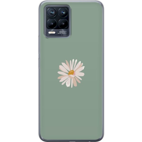 Realme 8 Läpinäkyvä kuori Vihreä Minimalikukka - tyylikäs kukka vihreällä taustalla