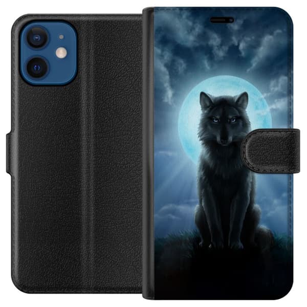 Kompatibelt Plånboksfodral till Apple iPhone 12 Wolf in the Dark