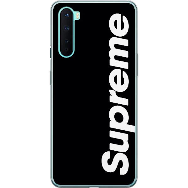 OnePlus Nord Genomskinligt Skal Supreme Svart Vit Streetwear Design Klassisk Modeikon Trend Urban Stil Grafiskt Motiv Populär