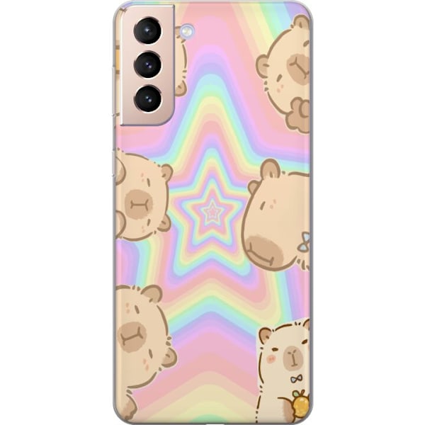 Samsung Galaxy S21 Läpinäkyvä kuori Kawaii Capybara Galaxy Söpö Anime Eläin Avaruusteema Kawaii Trendi Lahja TikTok-suunnittelu