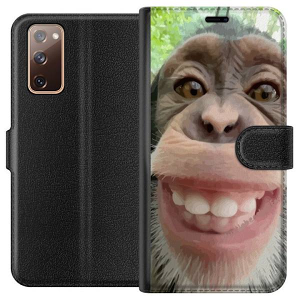 Samsung Galaxy S20 FE Plånboksfodral Chimp Selfie Rolig Grafisk Design Apa Djurmotiv Trend Roligt Motiv Populärt Urban Art Stil