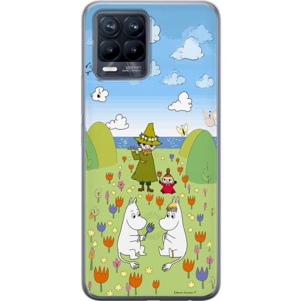 Kompatibelt Mobildeksel til Realme 8 Mumin i blomsteräng grønn