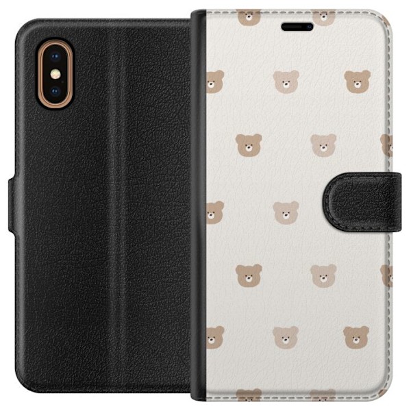 Apple iPhone XS Max Lompakkokotelo Teddy-tausta - söpöt tedd