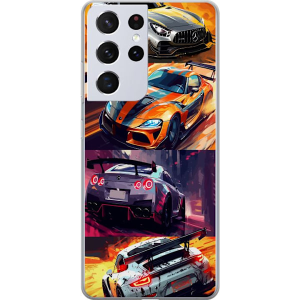 Samsung Galaxy S21 Ultra 5G Läpinäkyvä kuori Ralli kuume - vauhdikas teema ralliautoilla
