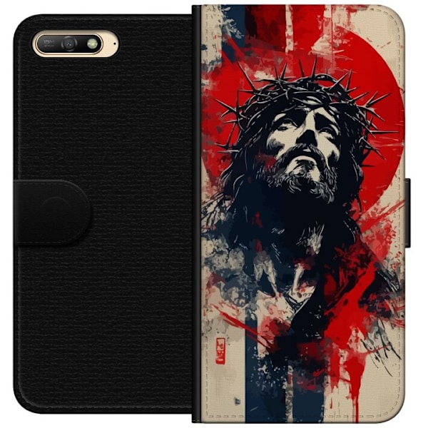 Huawei Y6 (2018) Lompakkokotelo Jeesus ristillä - kristilline