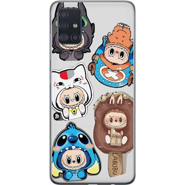 Samsung Galaxy A51 Gjennomsiktig deksel Labubu figure samling - Pop Mart Labubu The Monsters i fargerik design
