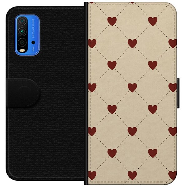 Xiaomi Redmi Note 9 4G Lompakkokotelo Sydänverkko