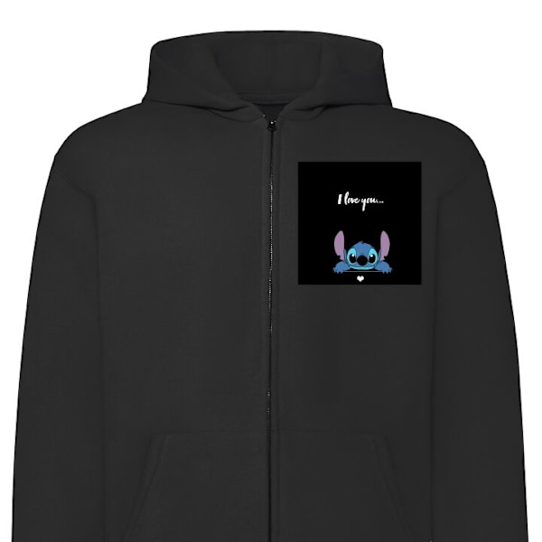 Zip-Hoodie | Hættetrøje med Lynlås til Voksne Stitch Jeg El sort XXL