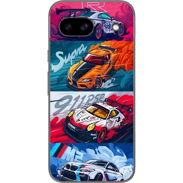 Google Pixel 8a Läpinäkyvä kuori Nopeat Autot - Piirretty K