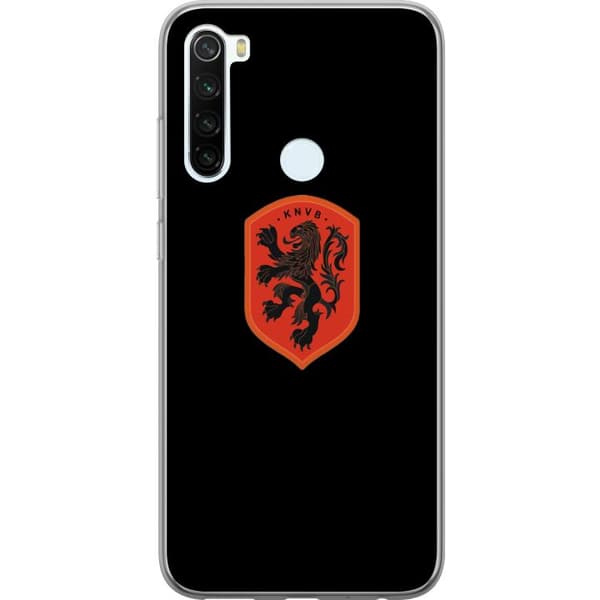 Kompatibel Mobilcover til Xiaomi Redmi Note 8 Orange skjold med sort heraldisk løve mod sort baggrund sort