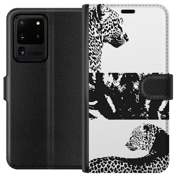 Samsung Galaxy S20 Ultra Lompakkokotelo Leopard Faces