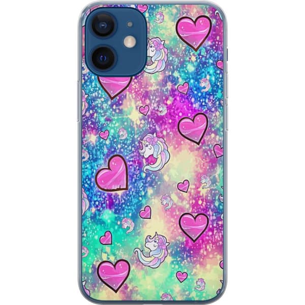 Kompatibel Mobilcover til Apple iPhone 12 mini Unicorn og Hjerter