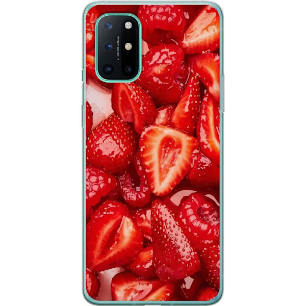 OnePlus 8T Läpinäkyvä kuori Mansikkakuviointi - makea motii