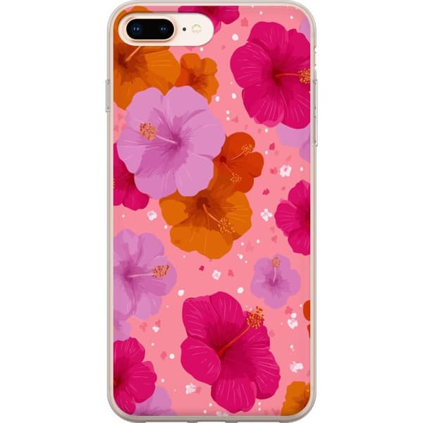 Kompatibelt Mobildeksel til Apple iPhone 8 Plus Rosa hibiskus tropisk blomstermønster