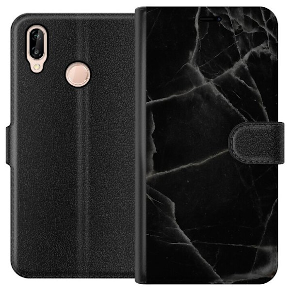 Huawei P20 lite Lompakkokotelo Musta marmori