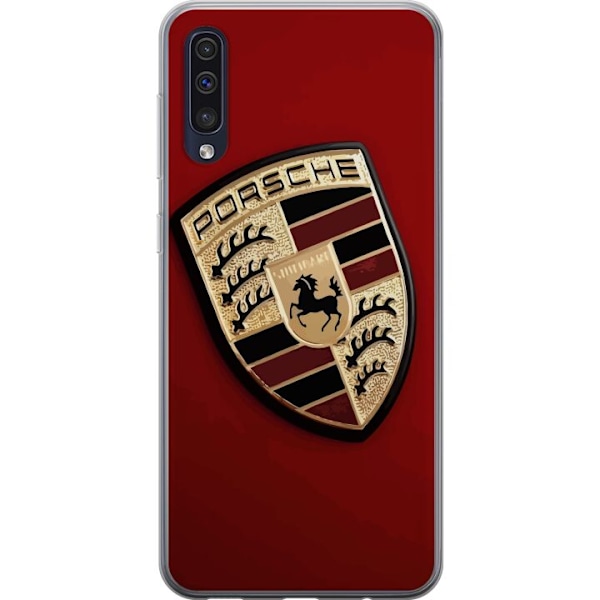 Samsung Galaxy A50 Genomskinligt Skal Mobilskal med stilren Porce logotyp i svartvitt