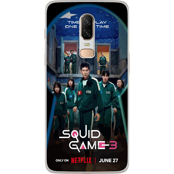 OnePlus 6 Genomskinligt Skal Squid Game Säsong 3 Seriefigurer Populärt TV Serie Motiv Ikoner Spänning Drama Asiatisk Design Trend