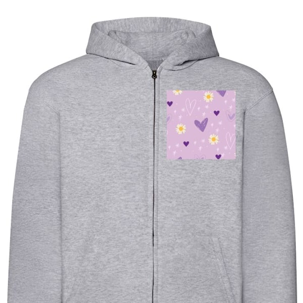 Zip-Hoodie | Huvtröja med Dragkedja för Vuxna Blommor grå S