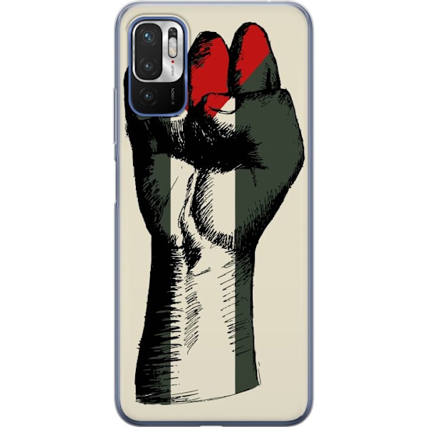Xiaomi Redmi Note 10 5G Genomskinligt Skal Hand knuten i Palestinas färger – kraftfull symbol för frihetsrörelsen