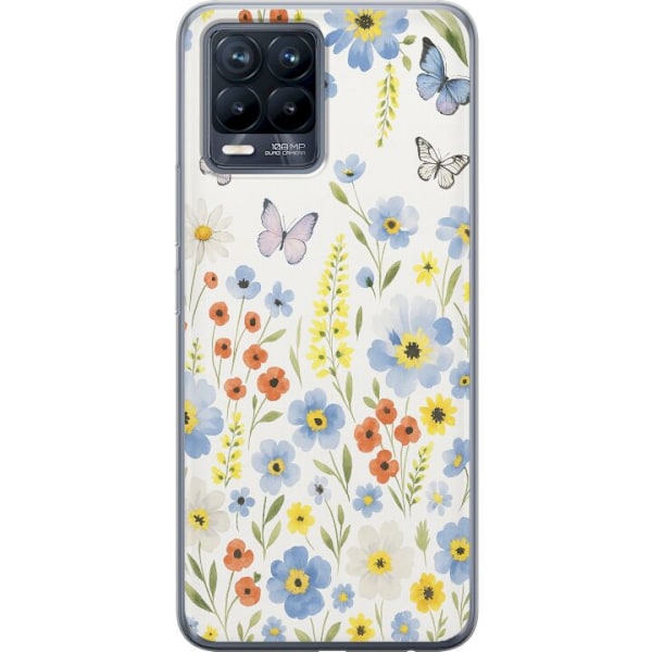 Realme 8 Läpinäkyvä kuori Kesäkukat