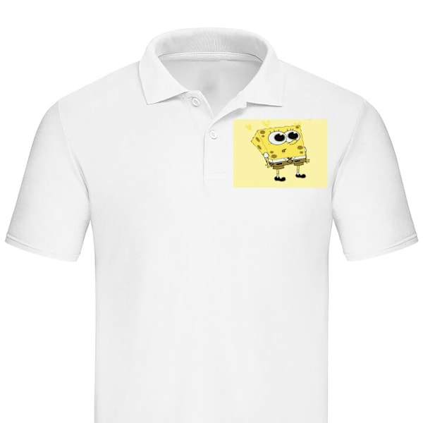 Poloshirt til Voksen | Elegant Poloshirt SvampBob Firkant Hvid Lille