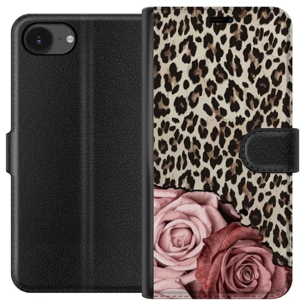Kompatibel Tegnebogsetui til Apple iPhone 16e Leopard Rosen