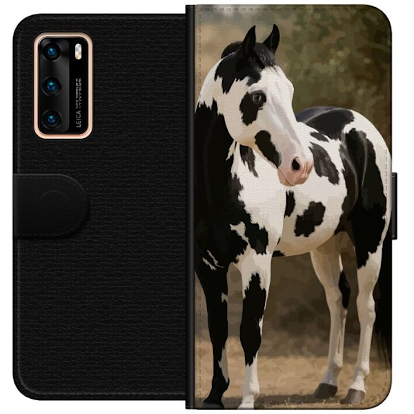 Huawei P40 Tegnebogsetui Smuk Hest - elegant illustration af h