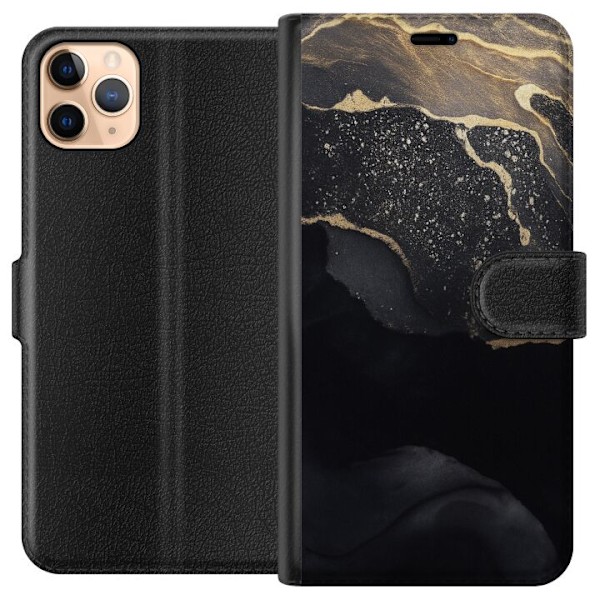 Apple iPhone 11 Pro Max Plånboksfodral Svart guld abstrakt