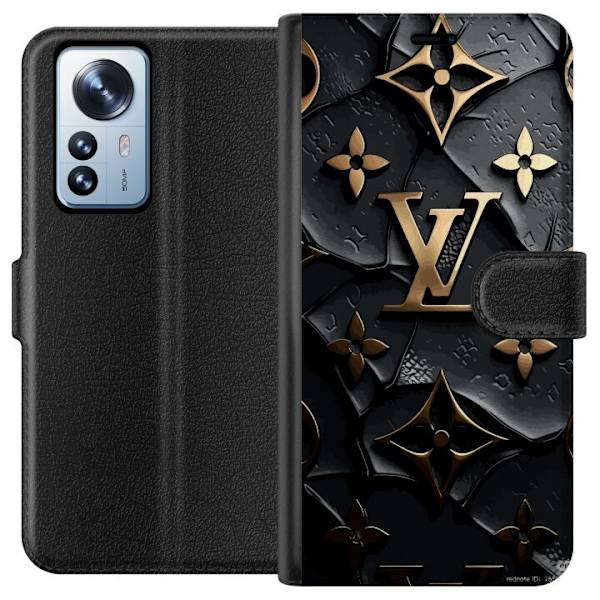 Xiaomi 12 Pro Lompakkokotelo Louis Vuitton Tumma tila Suunnittelu Musta Ylellisyys Tyyli Muoti Suosittu Graafinen Kuvio Muotisymboli Luksusbrändi