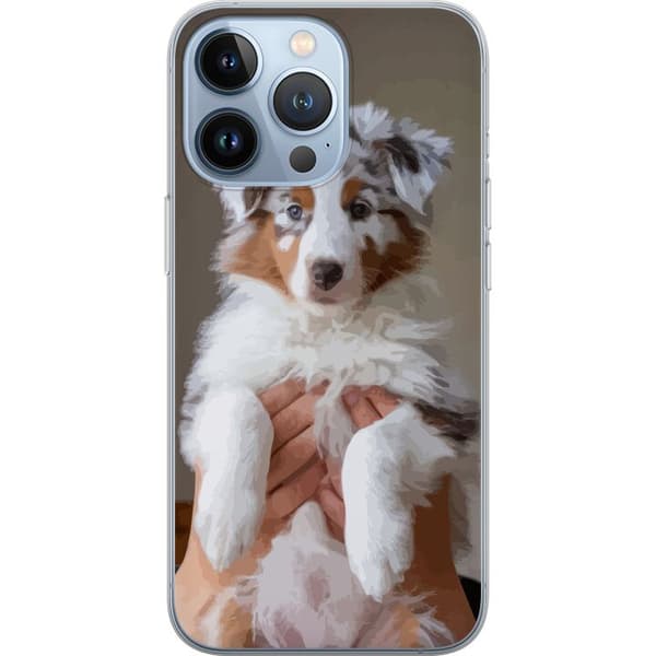 Kompatibelt Mobildeksel til Apple iPhone 13 Pro Søt hundevalp – Fluffy valp med blå øyne i nærbildeportrett