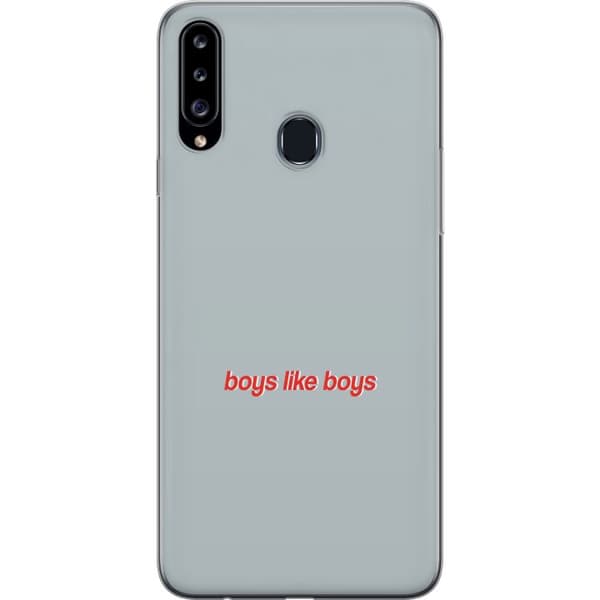 Kompatibelt Mobildeksel til Samsung Galaxy A20s Boys Like Boys text grå