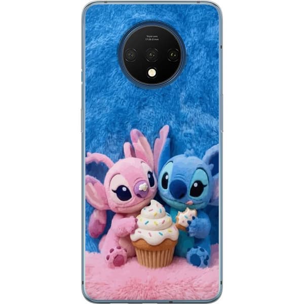 Kompatibelt Mobildeksel til OnePlus 7T Søte blå og rosa figurer med stor cupcake og strøssel rosa