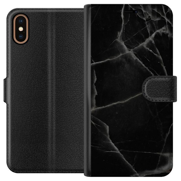 Apple iPhone X Plånboksfodral Svart marmor
