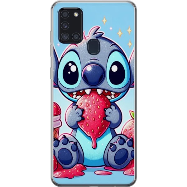 Samsung Galaxy A21s Genomskinligt Skal Stitch jordgubbe