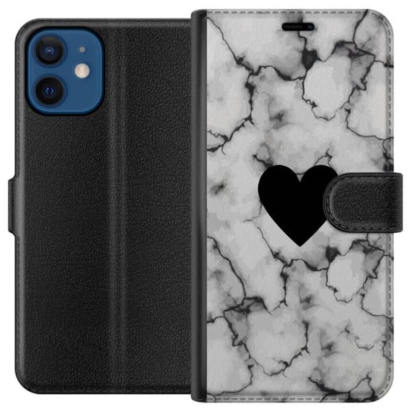 Kompatibelt Plånboksfodral till Apple iPhone 12 mini Marmor Hjärta