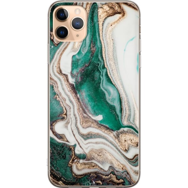Apple iPhone 11 Pro Max Gennemsigtig cover Grøn/Guld marmor