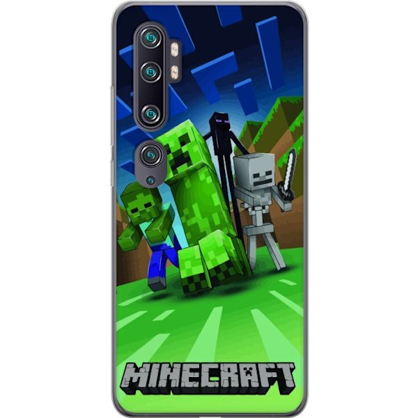 Xiaomi Mi Note 10 Läpinäkyvä kuori Minecraft Creeper mobilskal i klassisk grön pixelstil