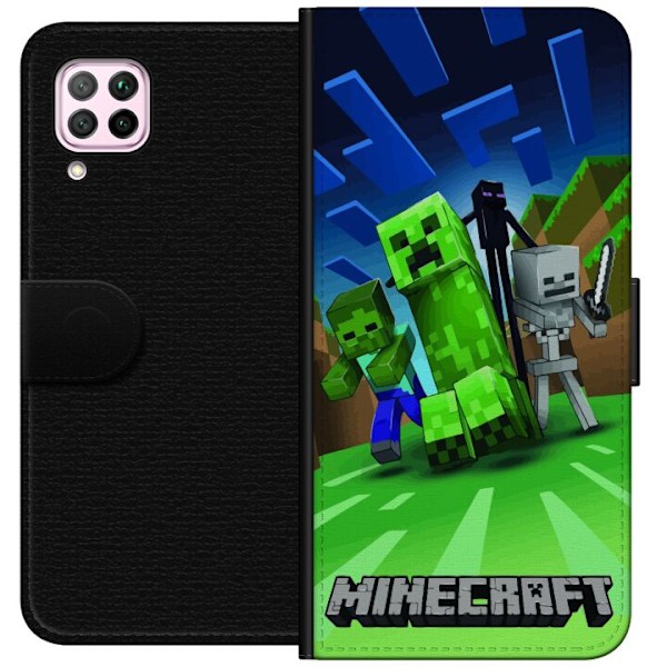 Huawei P40 lite Lompakkokotelo Minecraft Creeper mobilskal i klassisk grön pixelstil