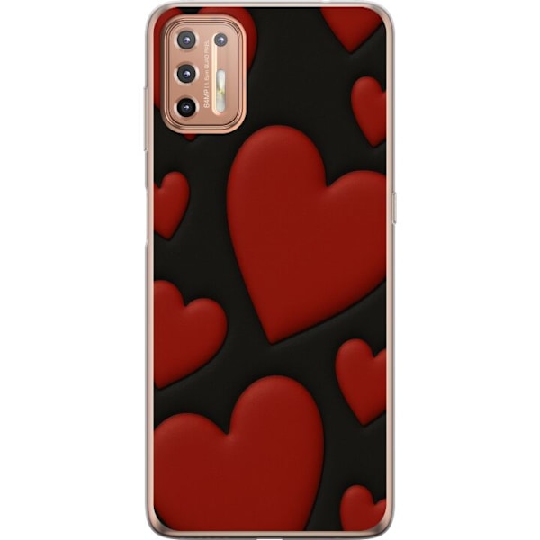 Motorola Moto G9 Plus Läpinäkyvä kuori Punaiset Samettisydämet